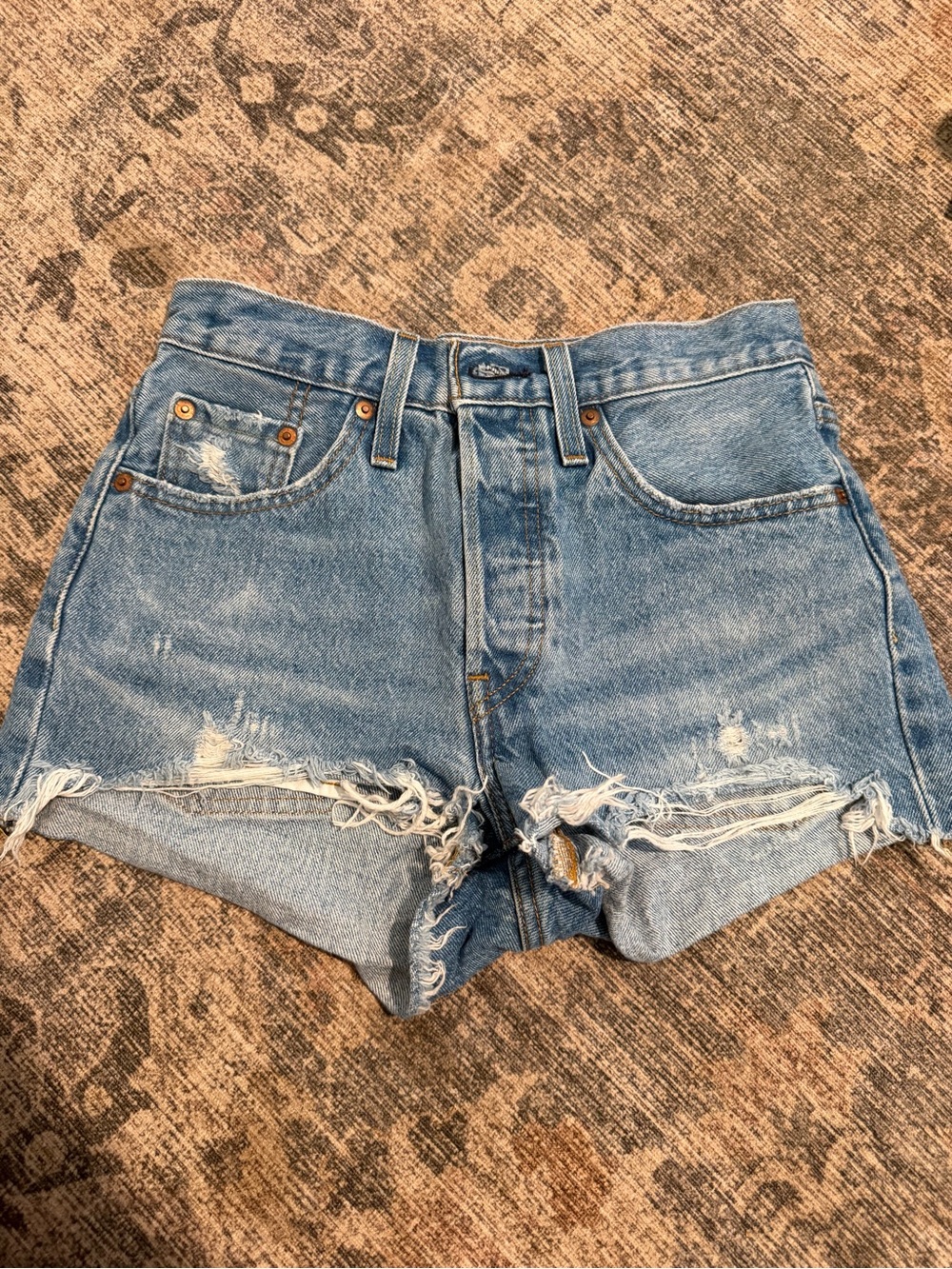 Levi's Light Blue Distressed Denim Cutoff Shorts